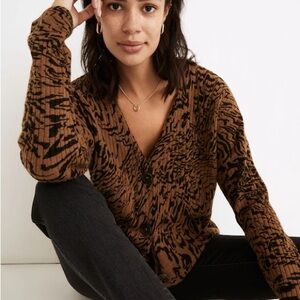 MADEWELL Tigerized Cameron Ribbed Cardigan Sweater